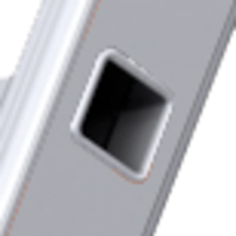 Rungs attached by crimping, non-separable and unalterable. Rectangular uprights with a width of 22 mm.